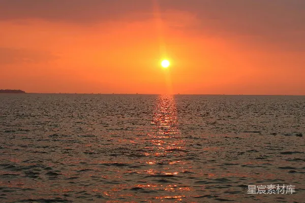 高清摄影 夕阳下的海面