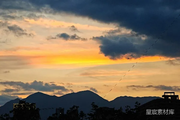 高清摄影 夕阳下的城市剪影