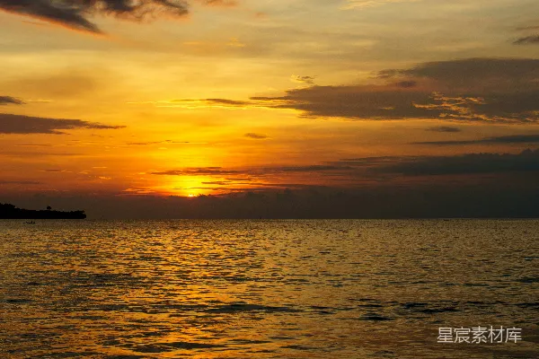 高清摄影 夕阳下的宁静海景