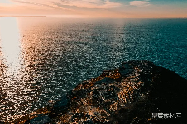 高清摄影 夕阳下的海岸线