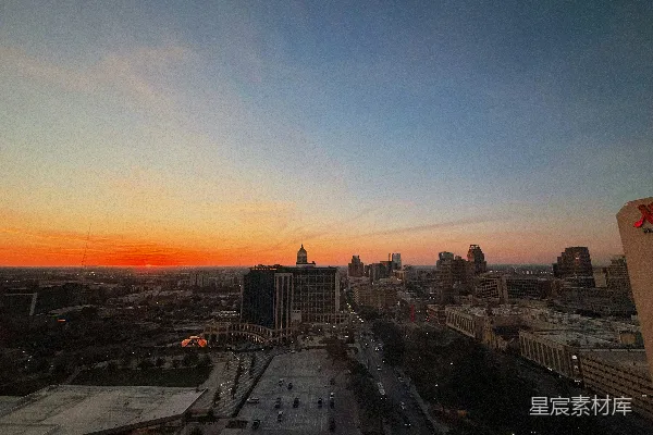 高清摄影 日落时的城市全景