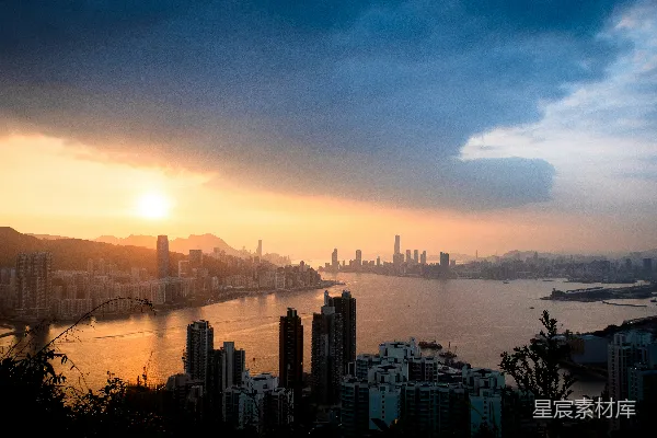 高清摄影 日落下的维港