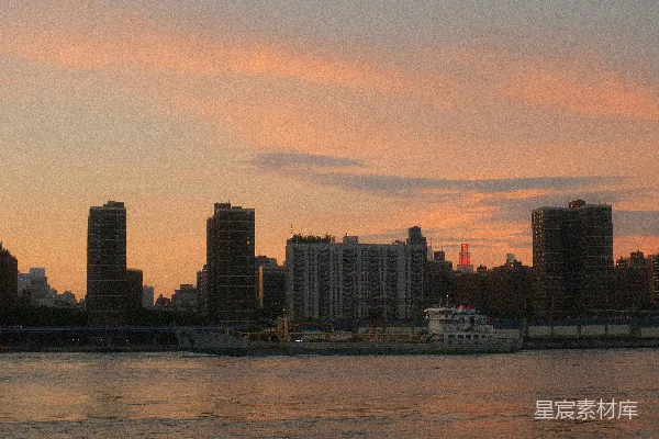 高清摄影 夕阳下的城市剪影