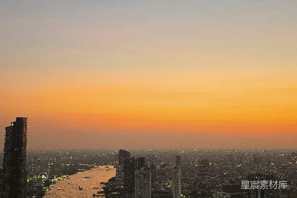 高清摄影 黄昏时的城市全景