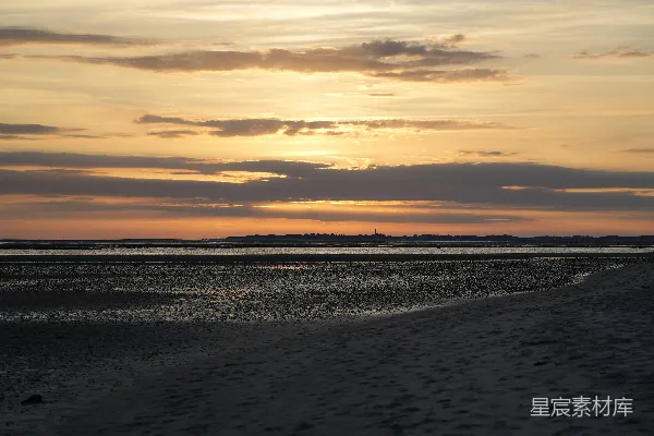 高清摄影 夕阳下的海滩