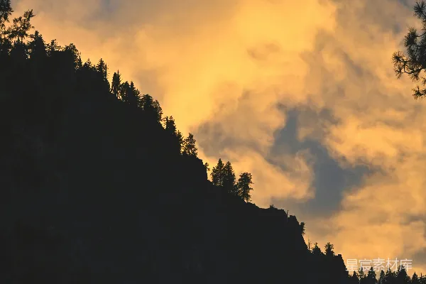 高清摄影 夕阳映山景
