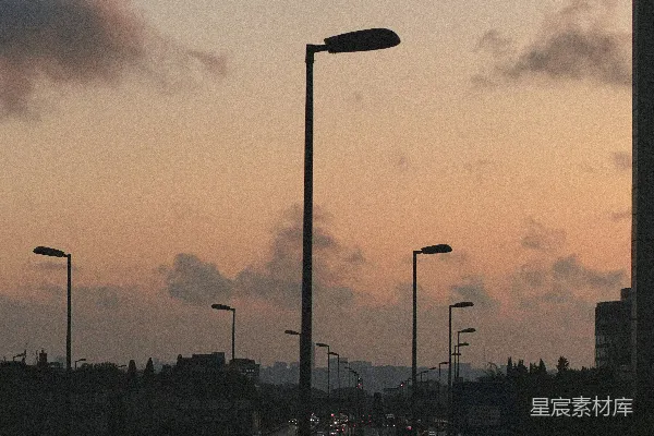 高清摄影 夕阳下的城市高速