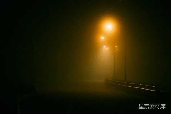 高清摄影 雾中路灯