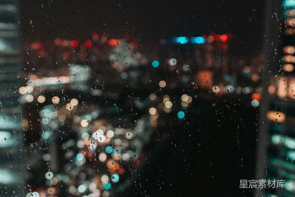 高清摄影 雨夜的城市霓虹