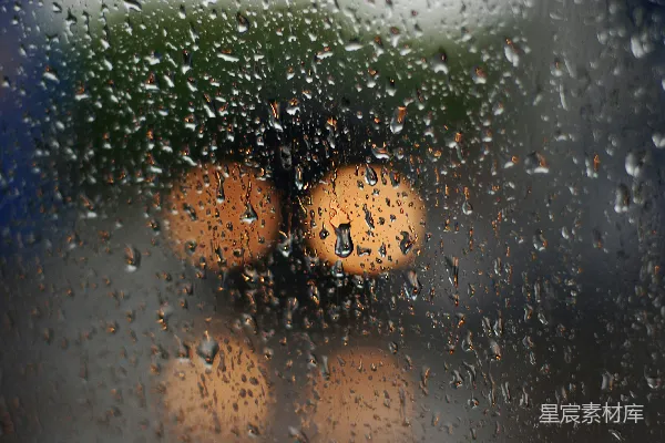 高清摄影 雨滴中的灯光