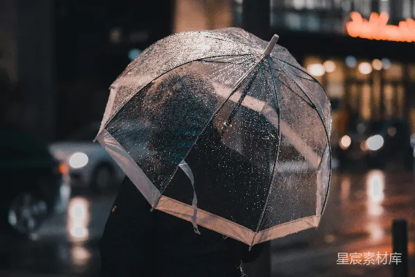 高清摄影 雨夜中的透明伞