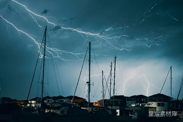 高清摄影 雷电之夜的港湾