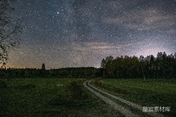 高清摄影 星空下的乡村小路