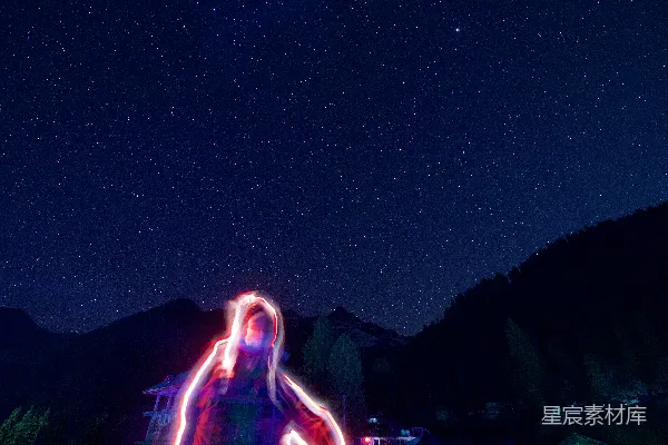 高清摄影 星夜下的光绘人影