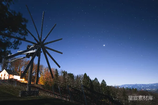 高清摄影 夜空下的风车与繁星