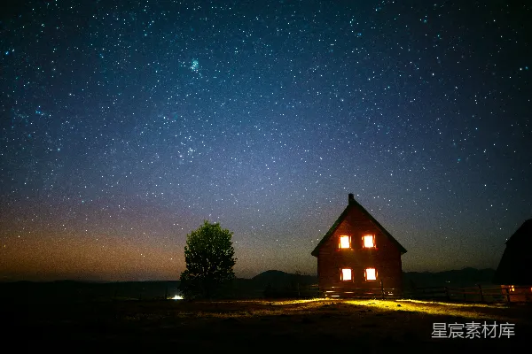 高清摄影 星空下的小屋