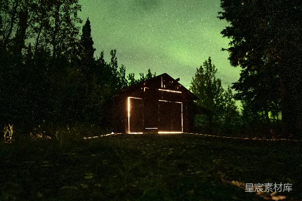 高清摄影 林间小屋的神秘夜景