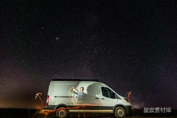 高清摄影 星夜下的露营车