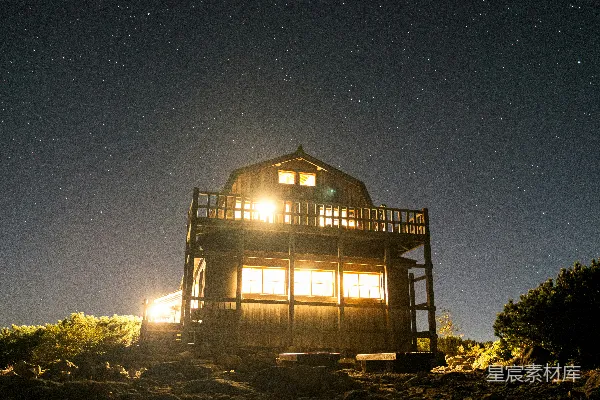 高清摄影 星空下的木屋