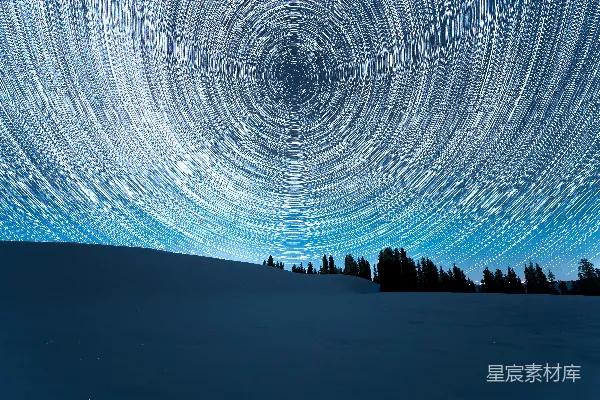 高清摄影 星轨下的静谧雪地