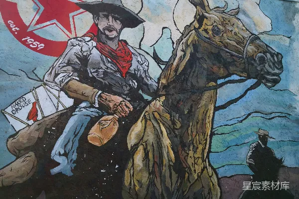 高清摄影 西部牛仔与马的壁画