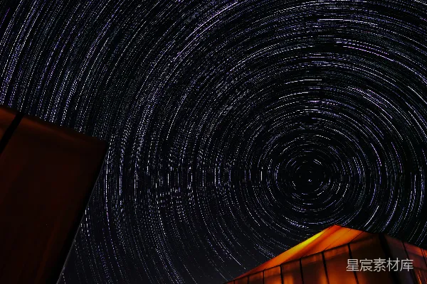 高清摄影 星轨下的建筑轮廓
