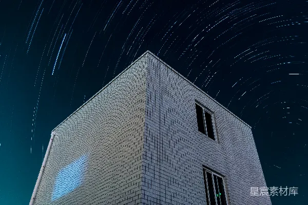 高清摄影 建筑与夜空的星轨