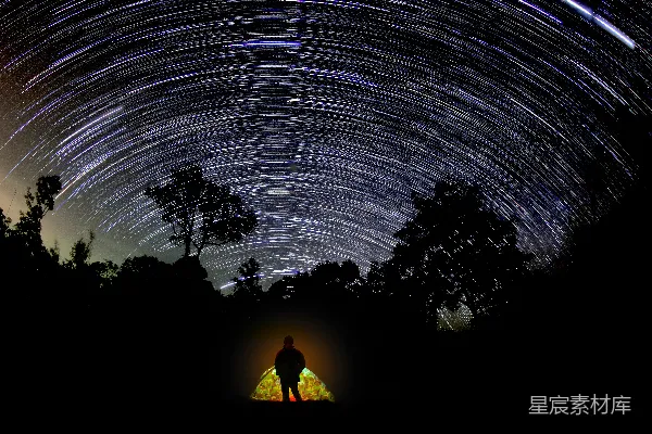 高清摄影 星轨下的帐篷之夜