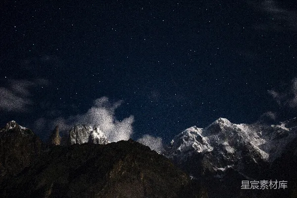 高清摄影 夜空下的雪山