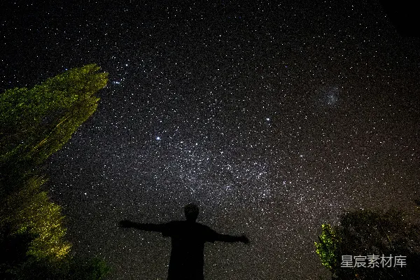 高清摄影 仰望星空的剪影