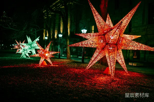 高清摄影 夜晚的灯光星星装饰