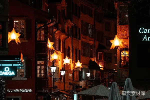 高清摄影 夜晚的欧洲小镇