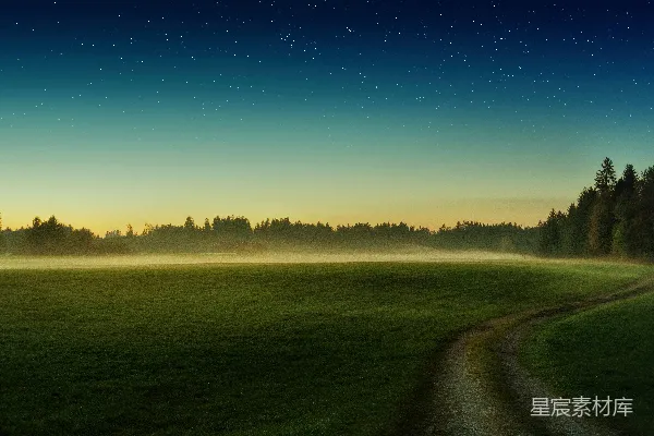 高清摄影 夜幕下的乡间小路