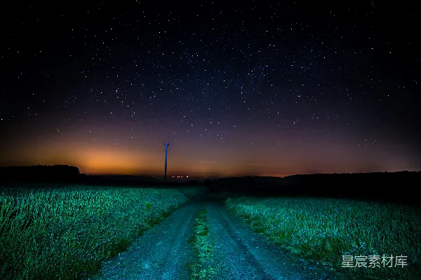 高清摄影 星夜下的乡间小路