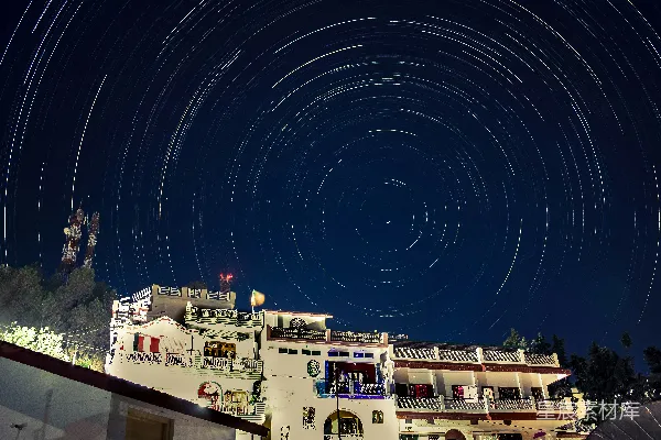 高清摄影 星轨下的古建筑
