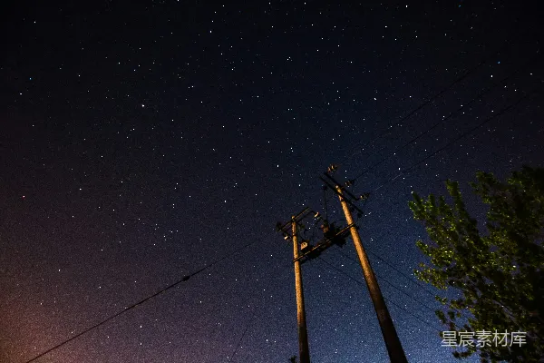 高清摄影 夜空下的电线杆