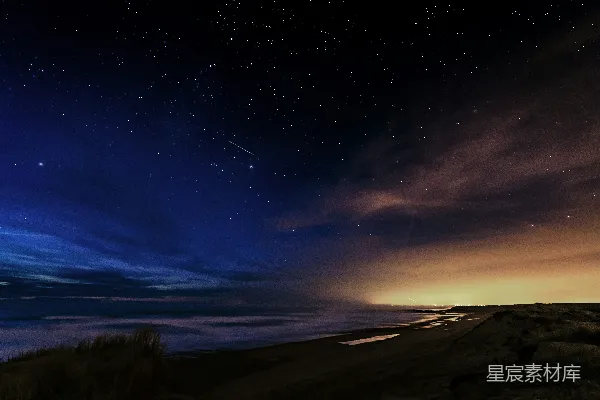 高清摄影 星空下的海滨