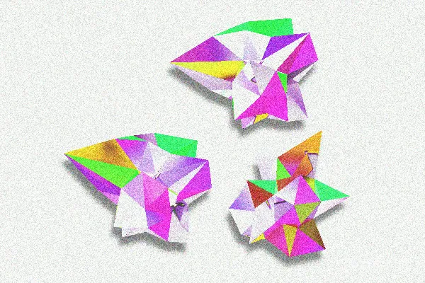 高清摄影 彩色几何折纸艺术
