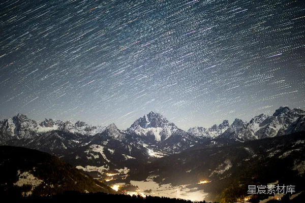 高清摄影 星光下的雪山