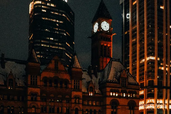 高清摄影 月光下的城市夜景