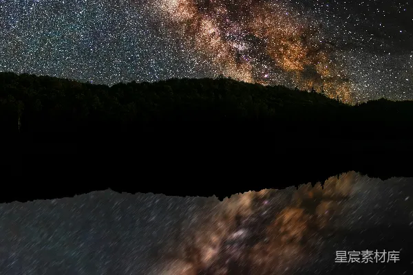 高清摄影 银河倒映湖面的宁静夜景