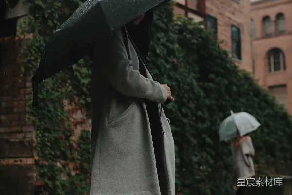 高清摄影 雨中漫步的背影