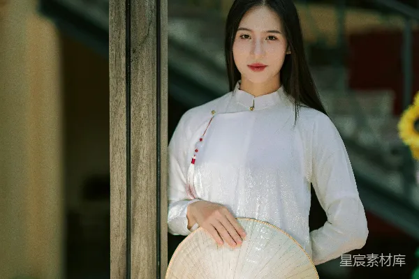 高清摄影 越南传统服饰与帽子