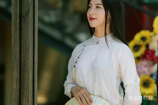 高清摄影 越南传统服饰下的宁静时光