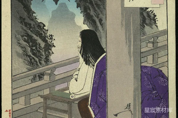 高清摄影 月下独坐的古典女子