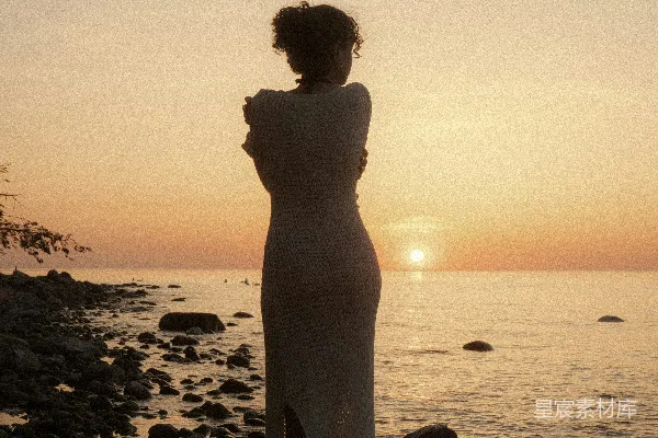 高清摄影 海边日落剪影