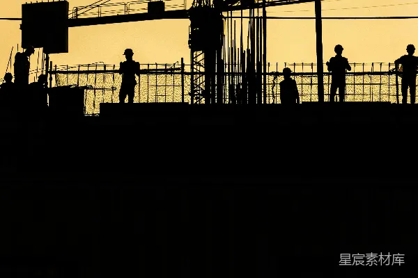 高清摄影 建筑工地的日落剪影