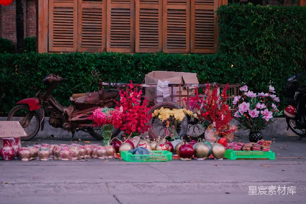 高清摄影 街头花市的静谧黄昏