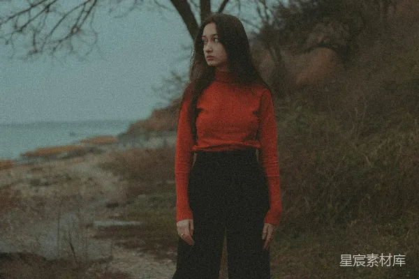 高清摄影 冬日海边的独行者