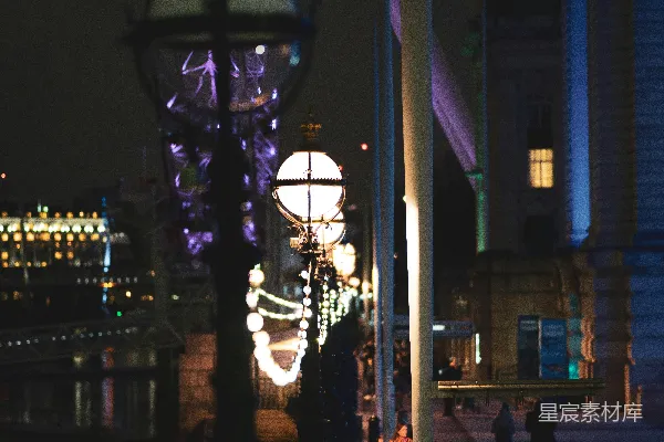 高清摄影 伦敦眼夜景下的街灯